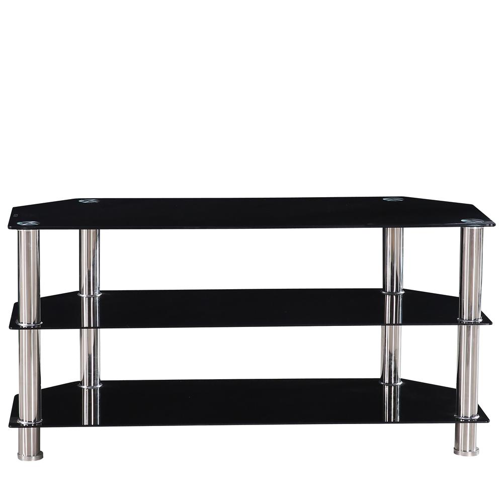 Better Home Products Adele Tempered Glass TV Stand for 43-inch TV in Black. Picture 3