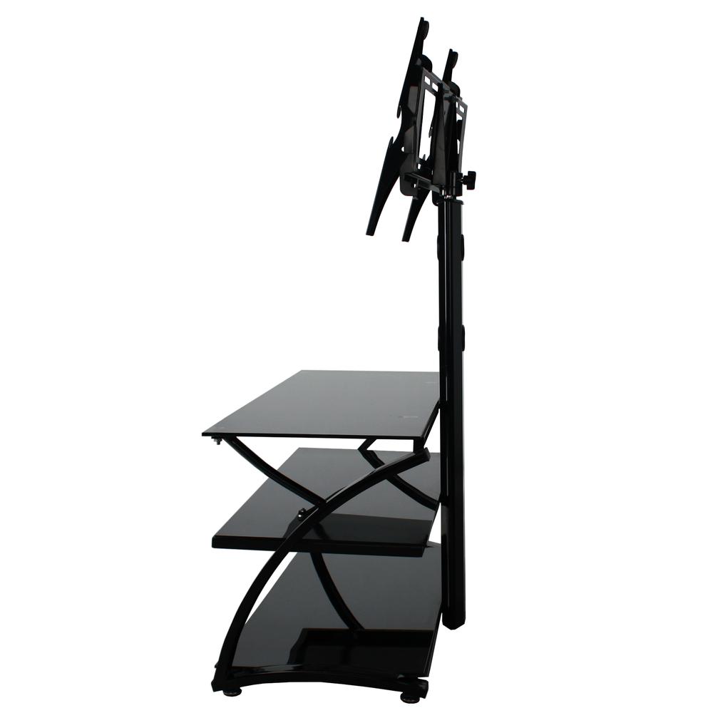 Better Home Products Rosa Swivel Mount Glass TV Stand for 60-inch TV in Black. Picture 6