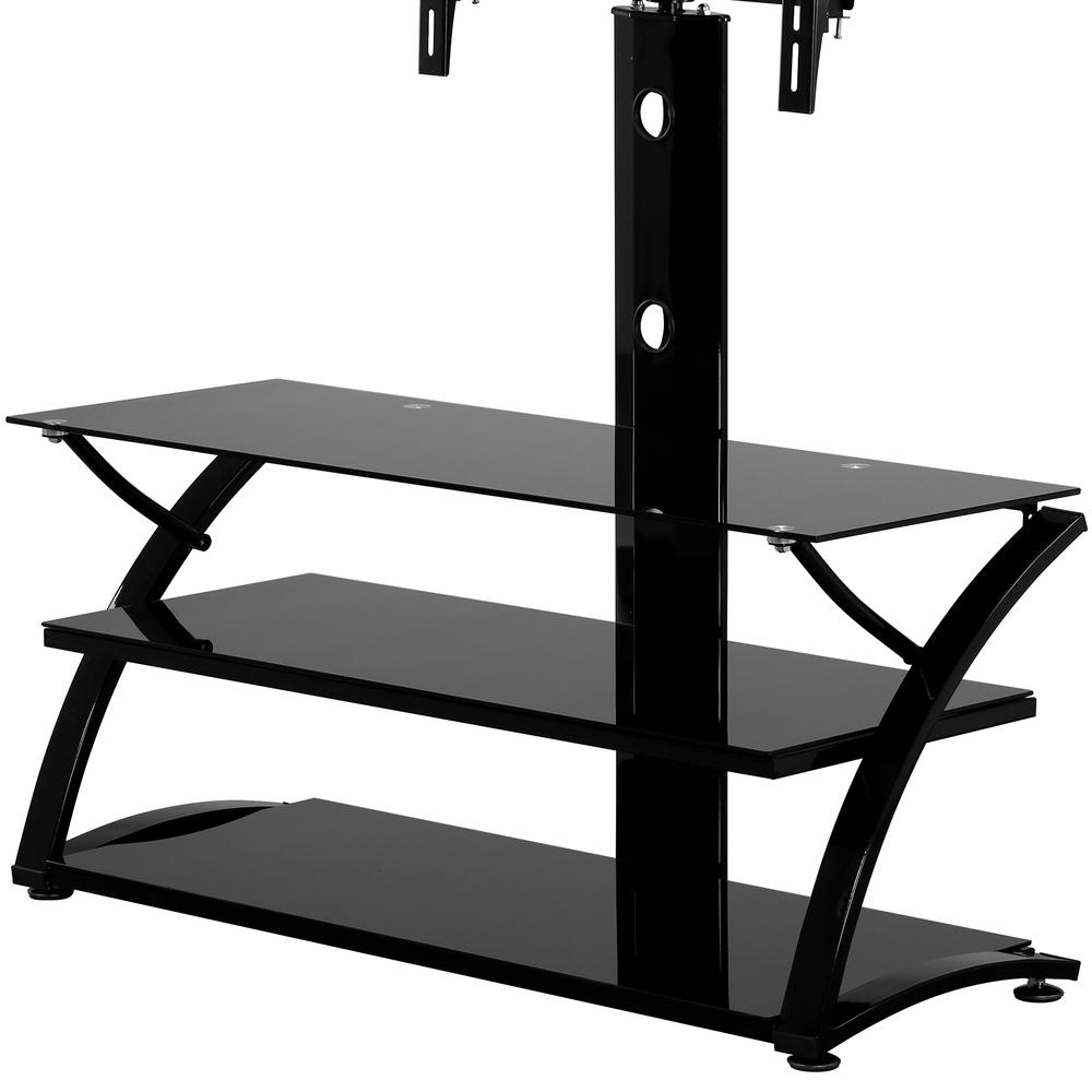 Better Home Products Rosa Swivel Mount Glass TV Stand for 60-inch TV in Black. Picture 5