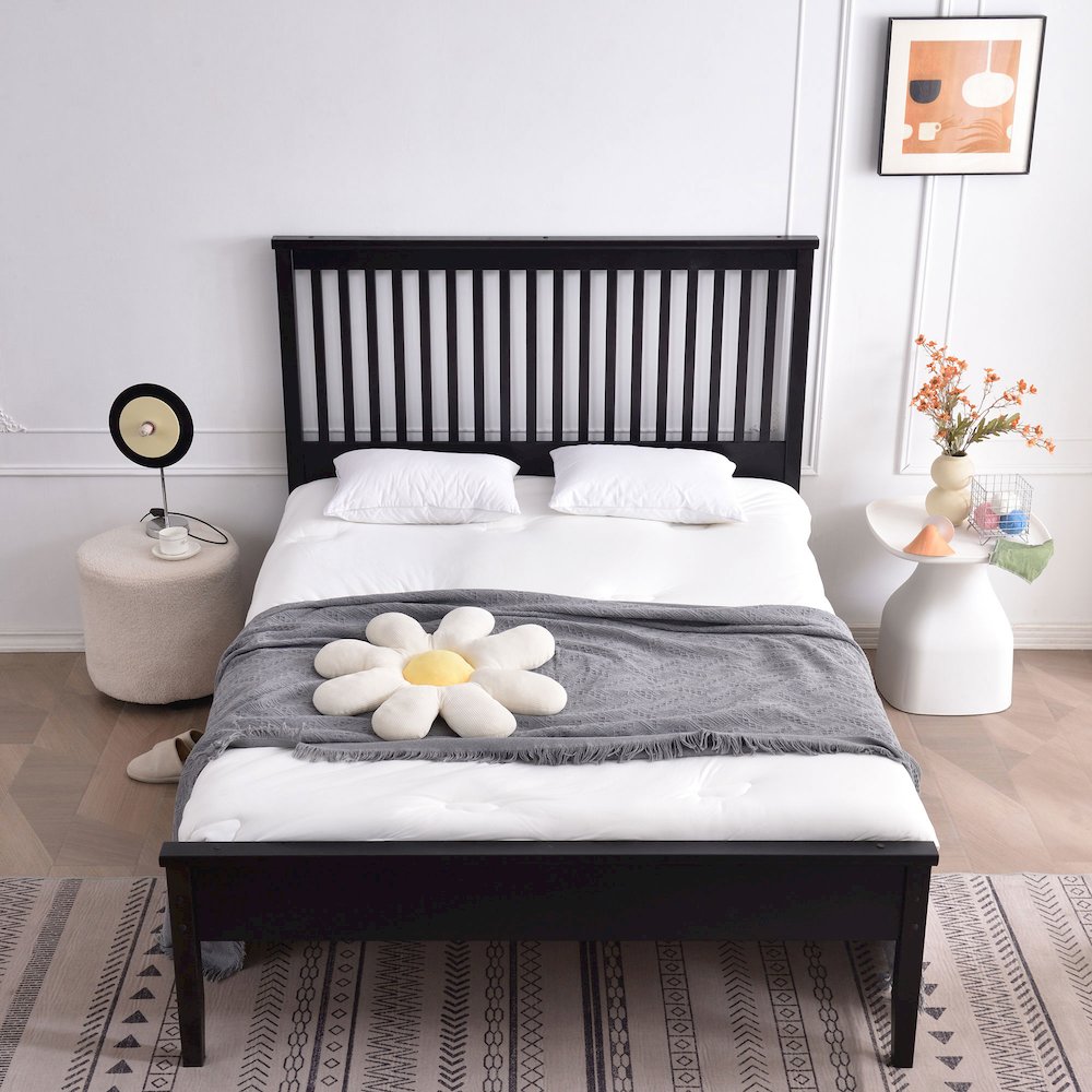 Woodpeckers Furniture And Mattress Solid Pine Wood Bed (Black, Full). Picture 2