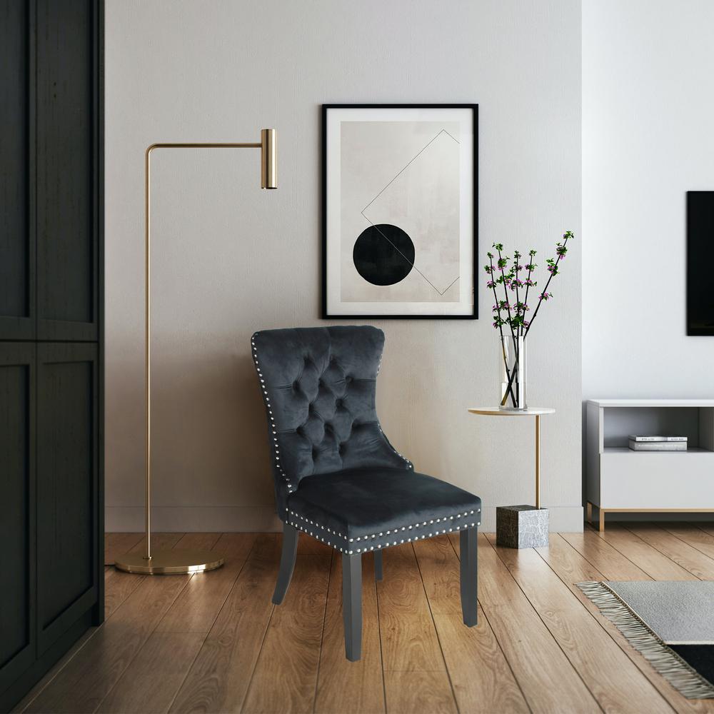 Better Home Products Sofia Velvet Upholstered Tufted Dining Chair Set in Black. Picture 11