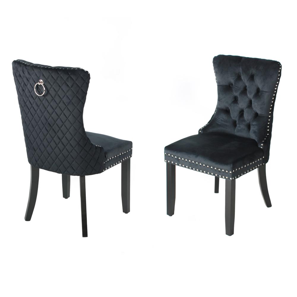 Better Home Products Sofia Velvet Upholstered Tufted Dining Chair Set in Black. Picture 2