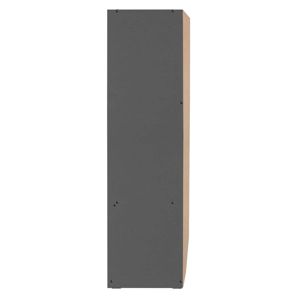 Better Home Products Sarah Double Sliding Door Armoire with Mirror in Dark Gray. Picture 6