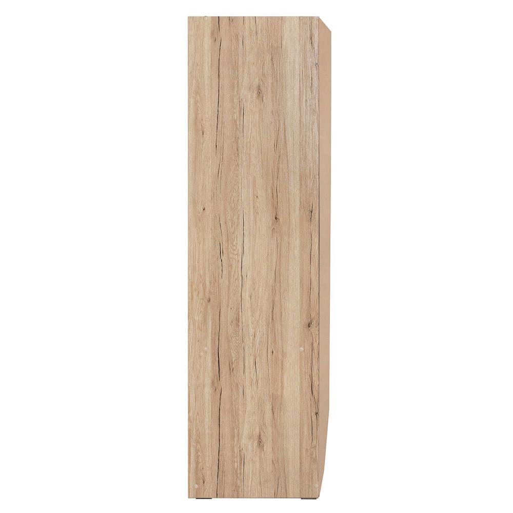 Better Home Products Sarah Double Sliding Door Armoire with Mirror Natural Oak. Picture 6