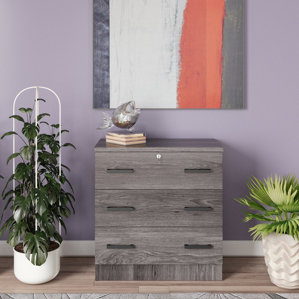 3 Drawers Chest  in Grey Color. Picture 2