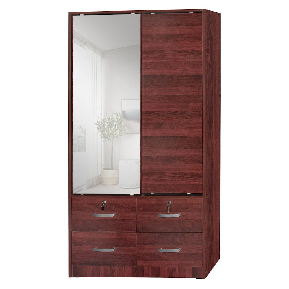 Double Sliding Door Wardrobe with Mirror. Picture 1