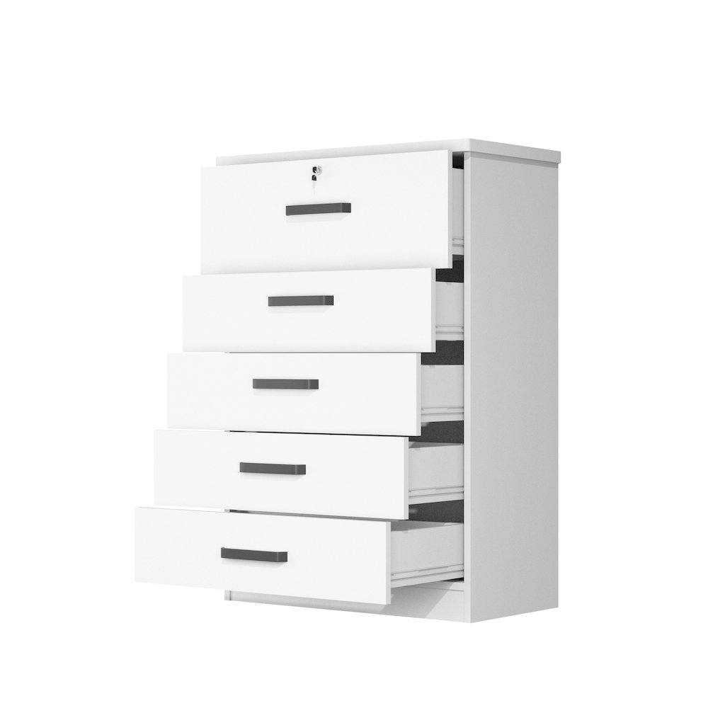 Jumbo 5 Drawers Chest in White Color. Picture 1