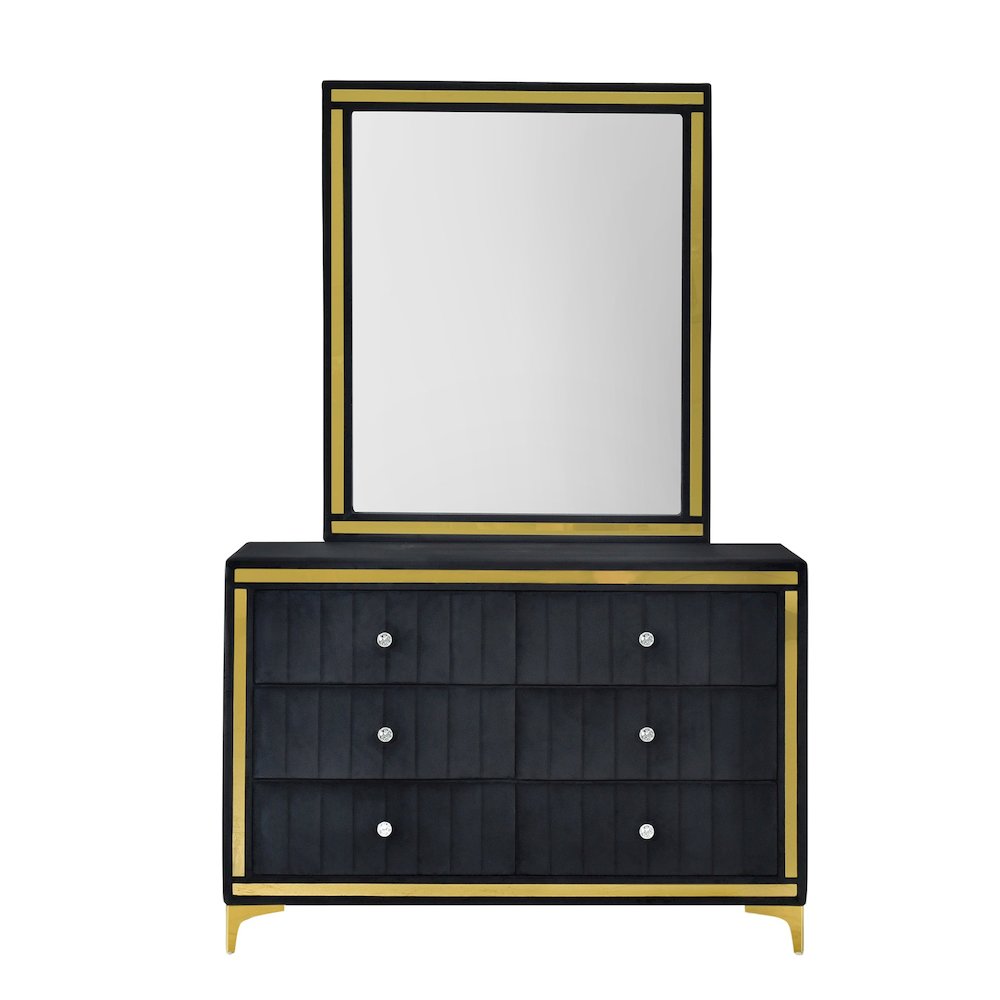 6 Drawer Dresser with Gold Legs and Trim – Fully -Assembled and Ready to Use. Picture 1