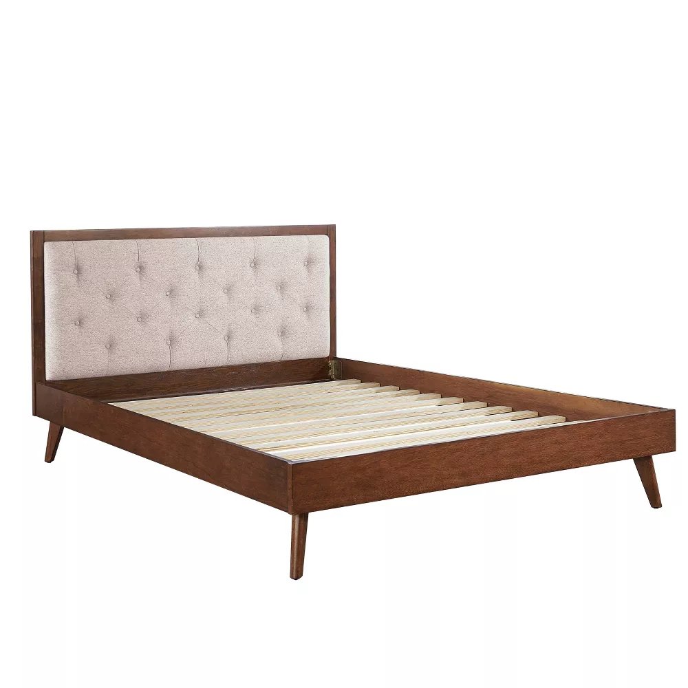 Reid Mid Century Oatmeal Platform Queen Bed. Picture 4