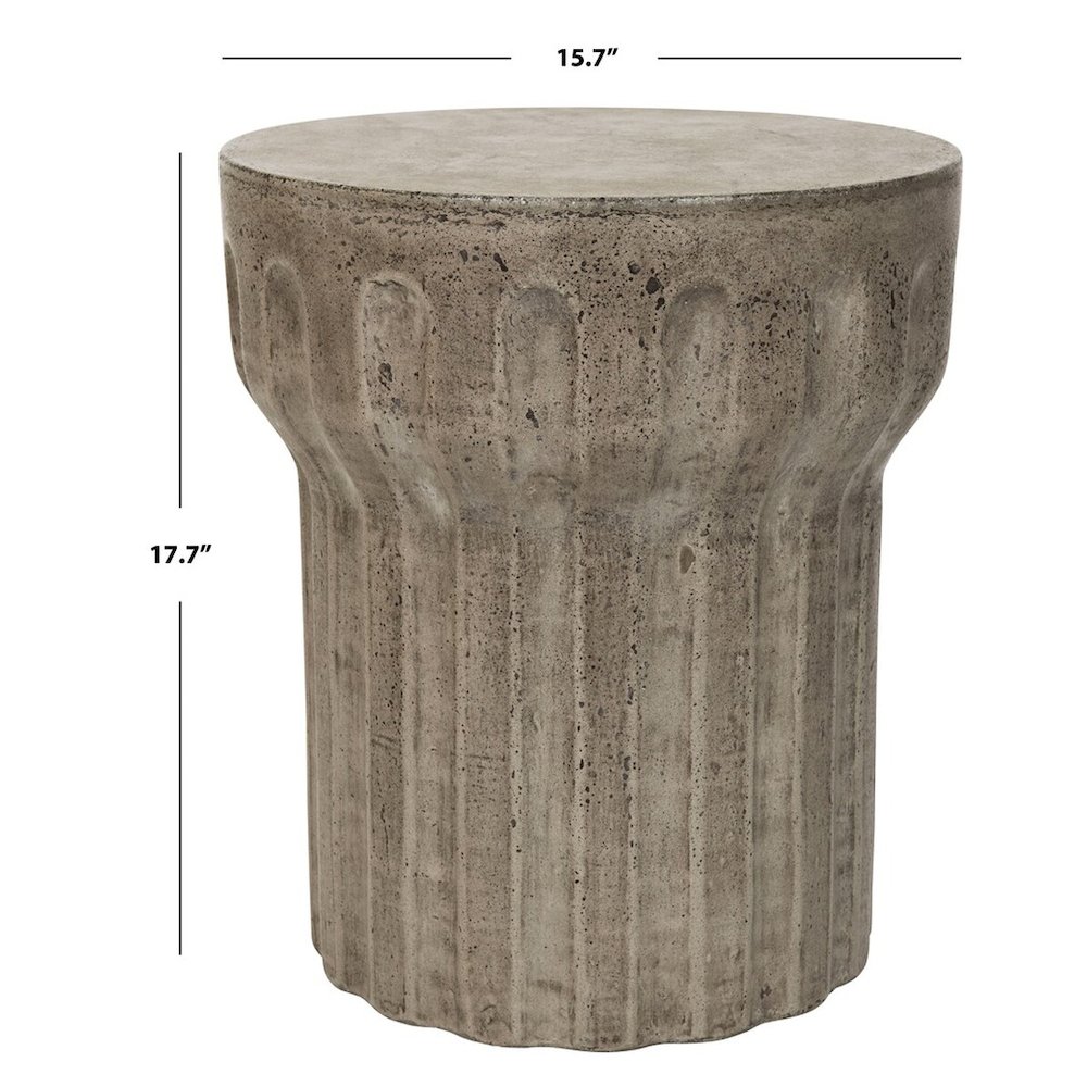 Vesta Indoor/Outdoor Modern Concrete Round 15.3-Inch Dia Accent Table. Picture 3