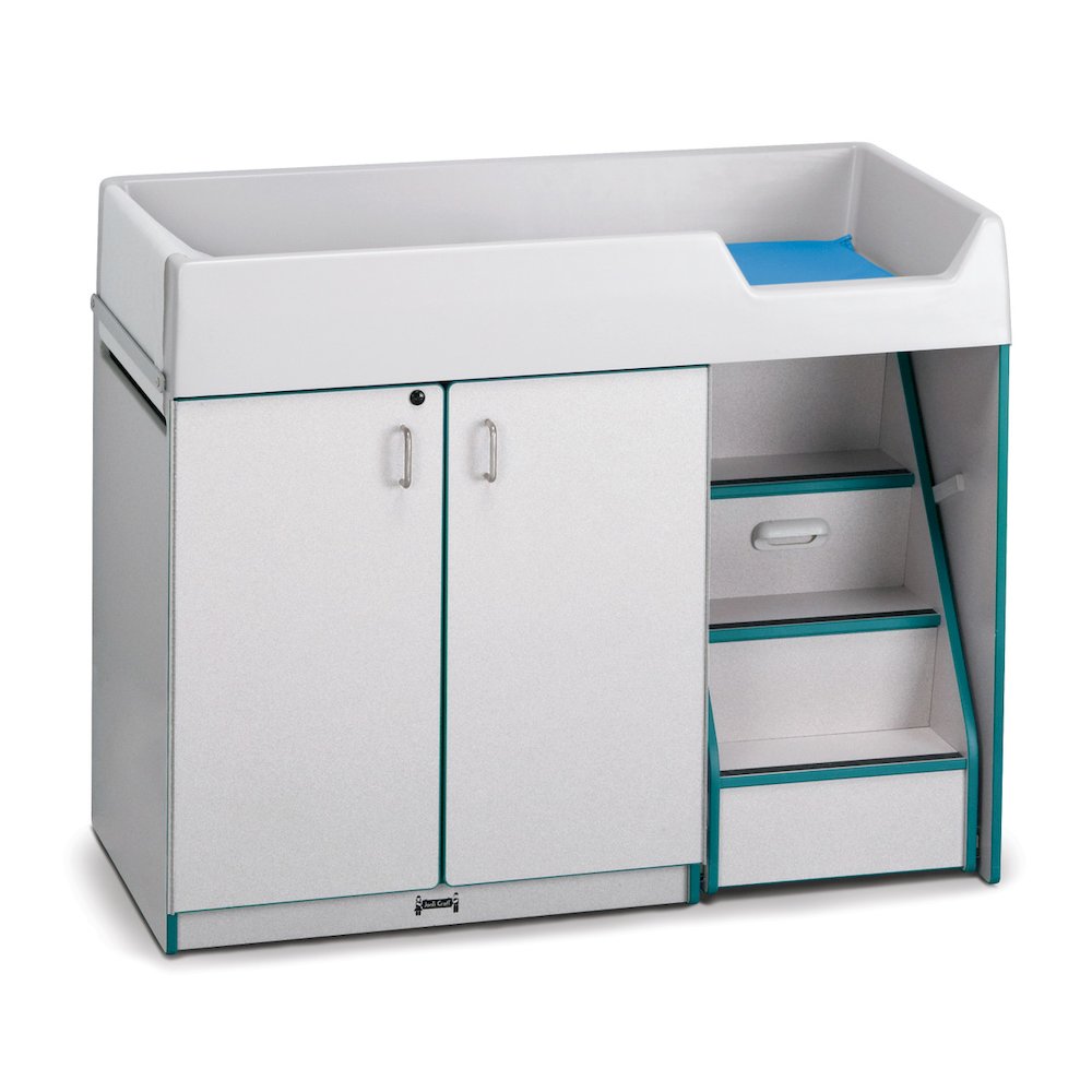 Diaper Changer with Stairs - Right - Teal. Picture 1