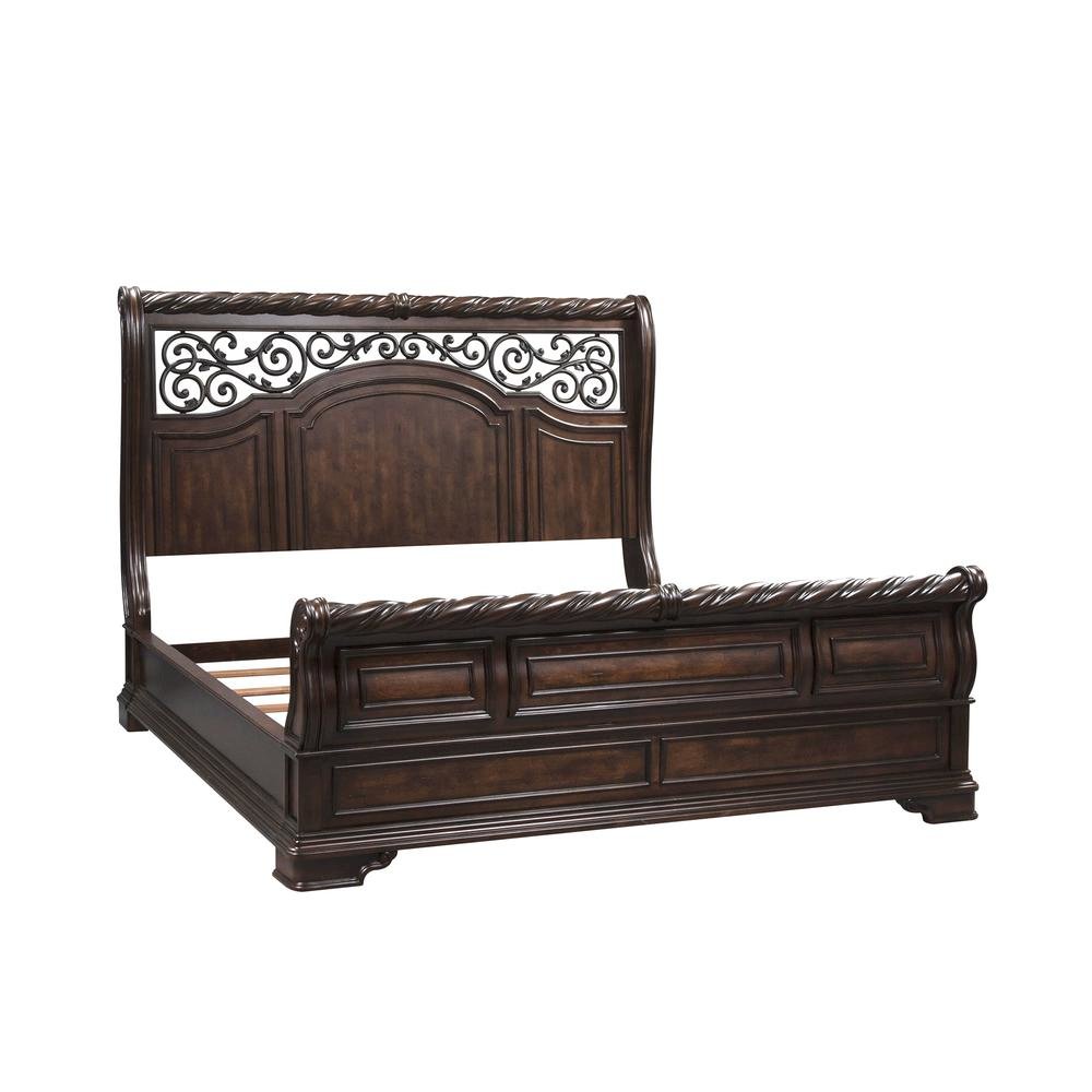 Arbor Place Queen Sleigh Bed in Brownstone. Picture 1