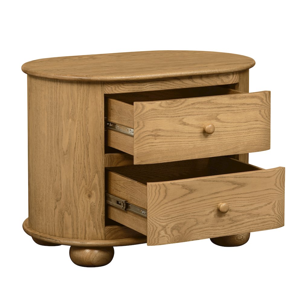 Astrid 2 - Drawer Nightstand In Solid Oak Wood. Picture 4