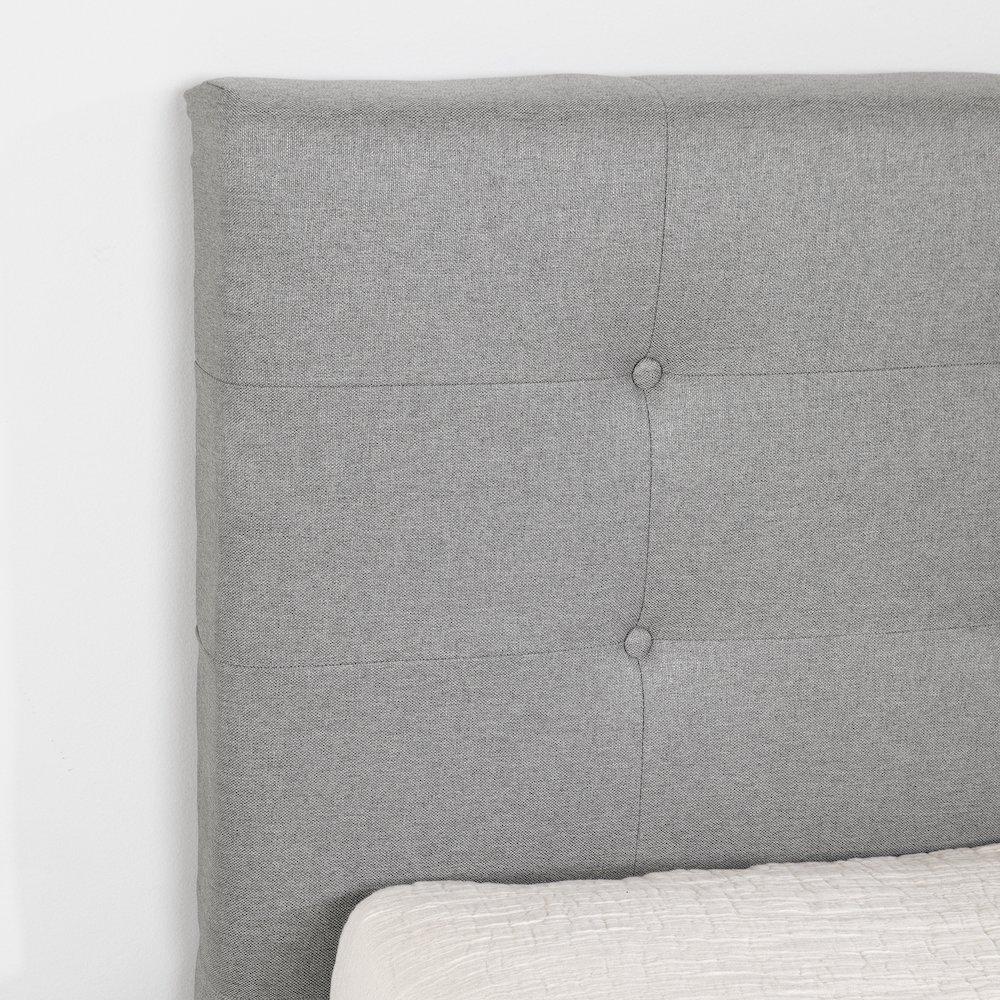 Dylane Upholstered Platform Bed and Headboard, Soft Gray. Picture 4