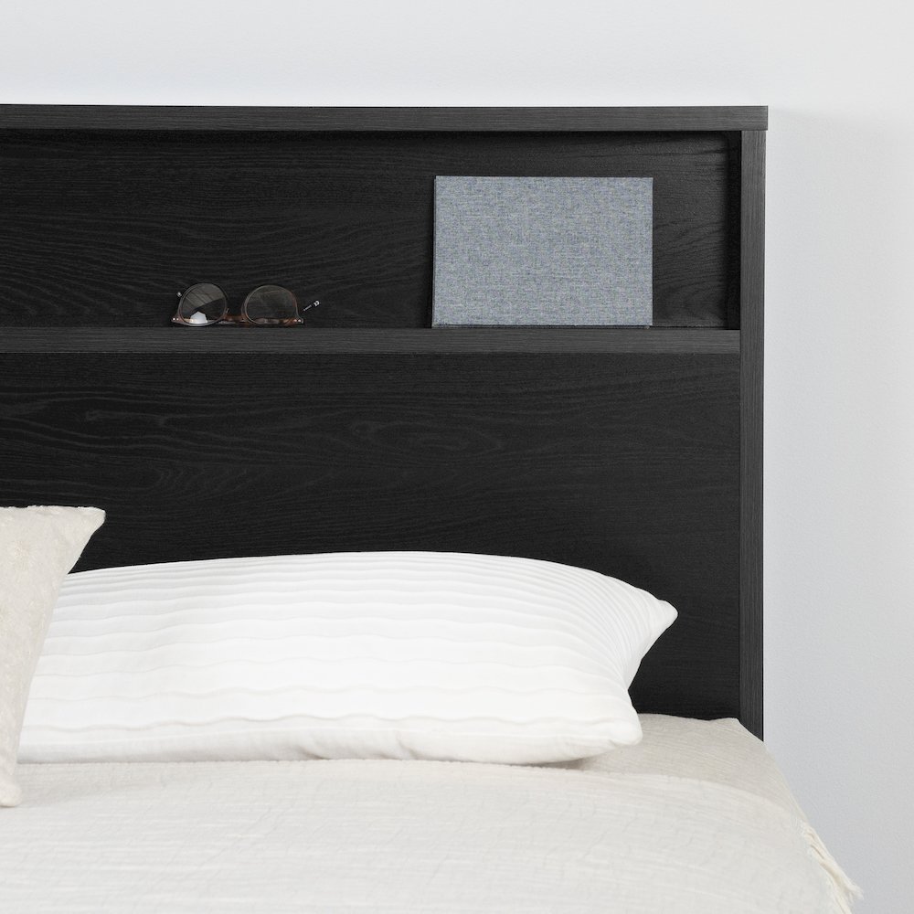 Primo Headboard with Storage Shelf, Black Oak. Picture 3
