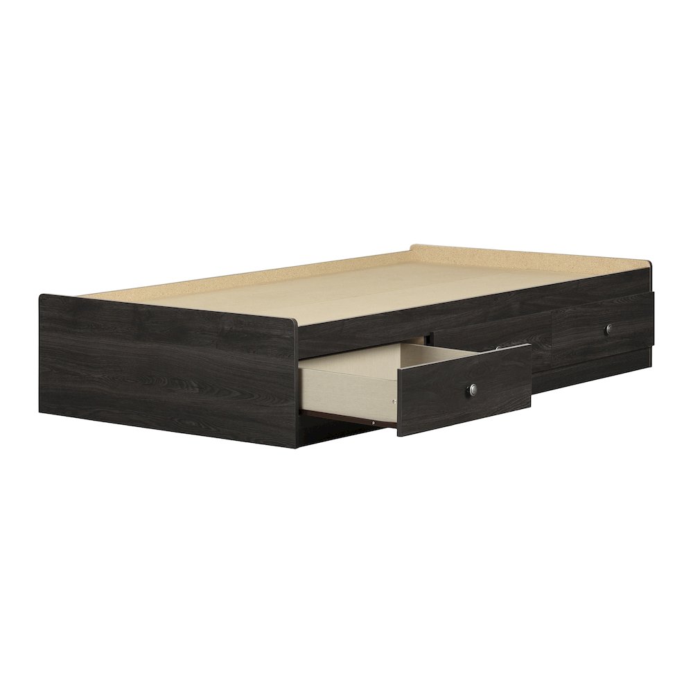 Zach Mates Bed with 3 Drawers, Gray Oak. Picture 1