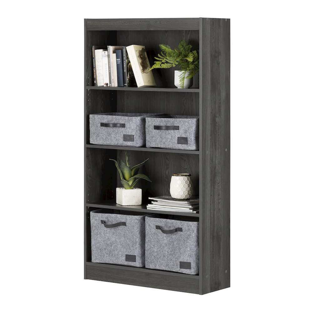 Axess 4-Shelf Bookcase, Gray Oak. Picture 4