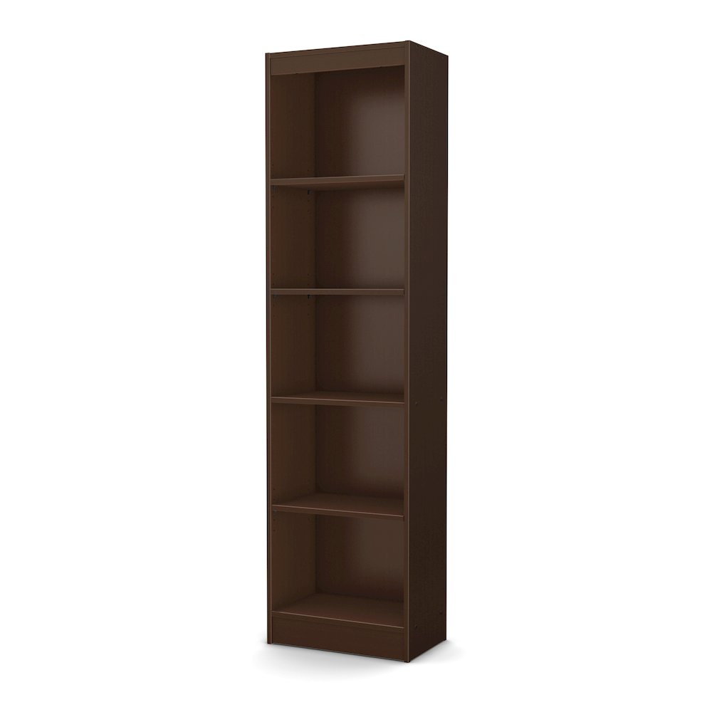 South Shore Axess 5-Shelf Narrow Bookcase, Chocolate. Picture 1