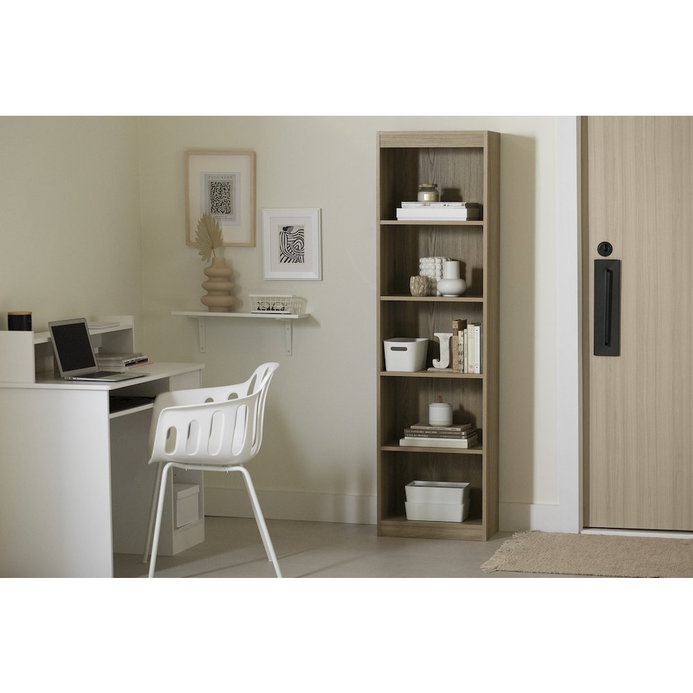 Axess 5-Shelf Narrow Bookcase, Natural Ash. Picture 2