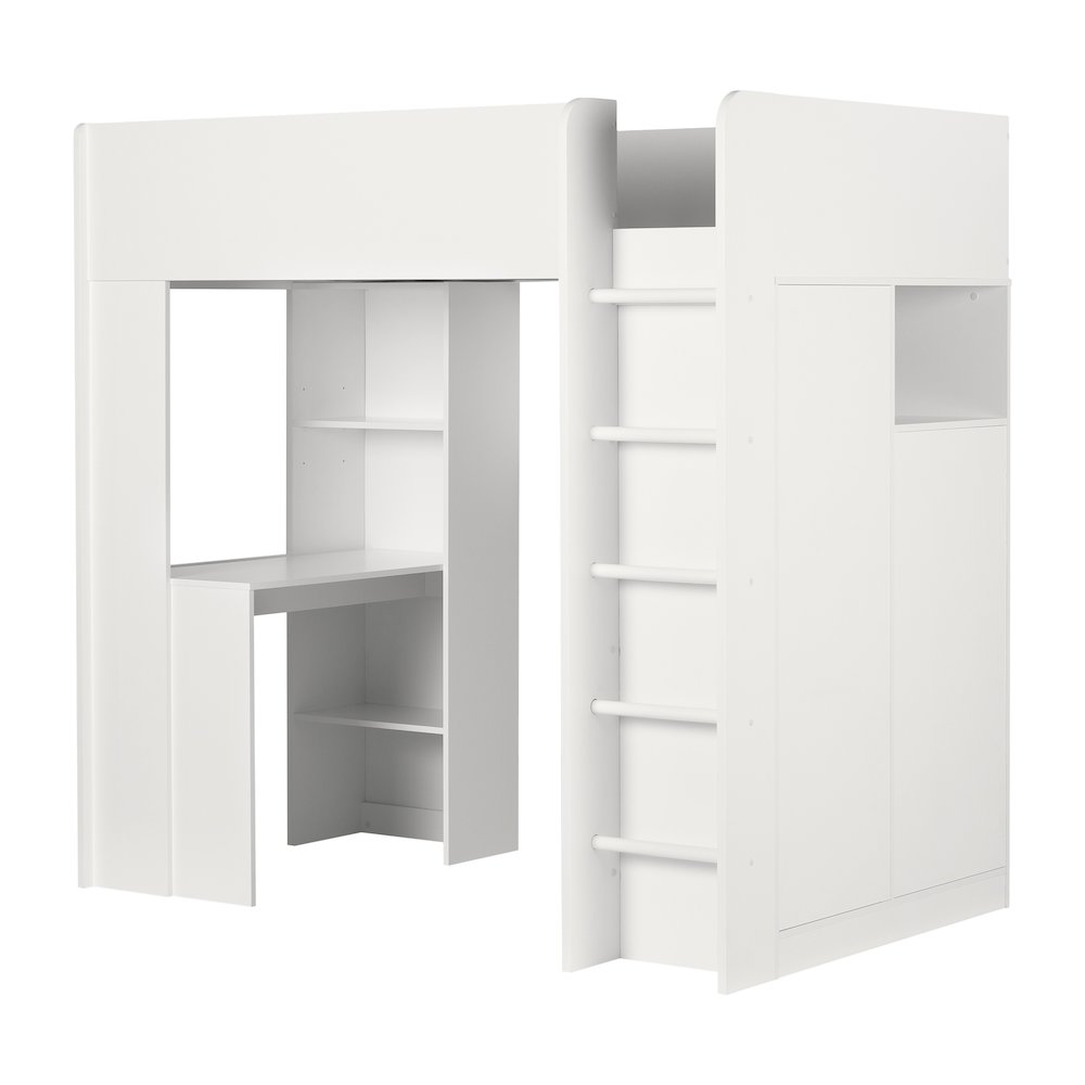Logik Loft Bed with Desk, Pure White. Picture 1