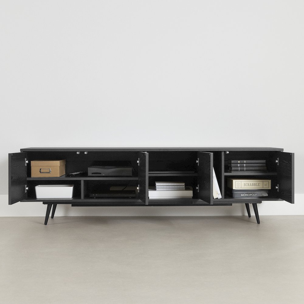 Mezzy TV Stand with Doors, Black Oak. Picture 4