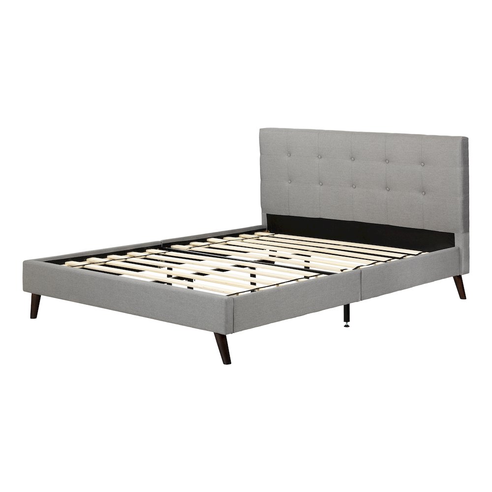 Dylane Upholstered Platform Bed and Headboard, Soft Gray. Picture 1
