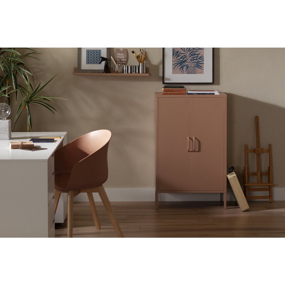 Crea Metal 2-Door Accent Cabinet, Burnt Orange. Picture 2