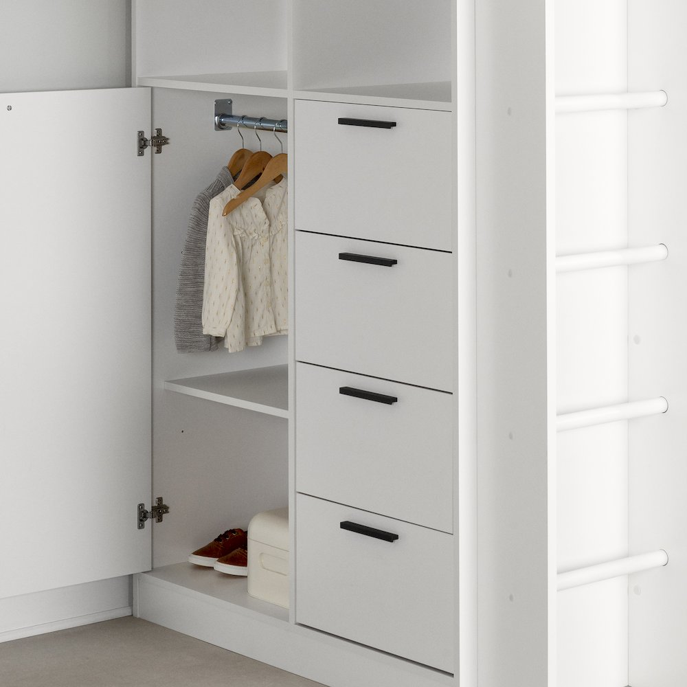 Logik Loft Bed with Desk, Pure White. Picture 3