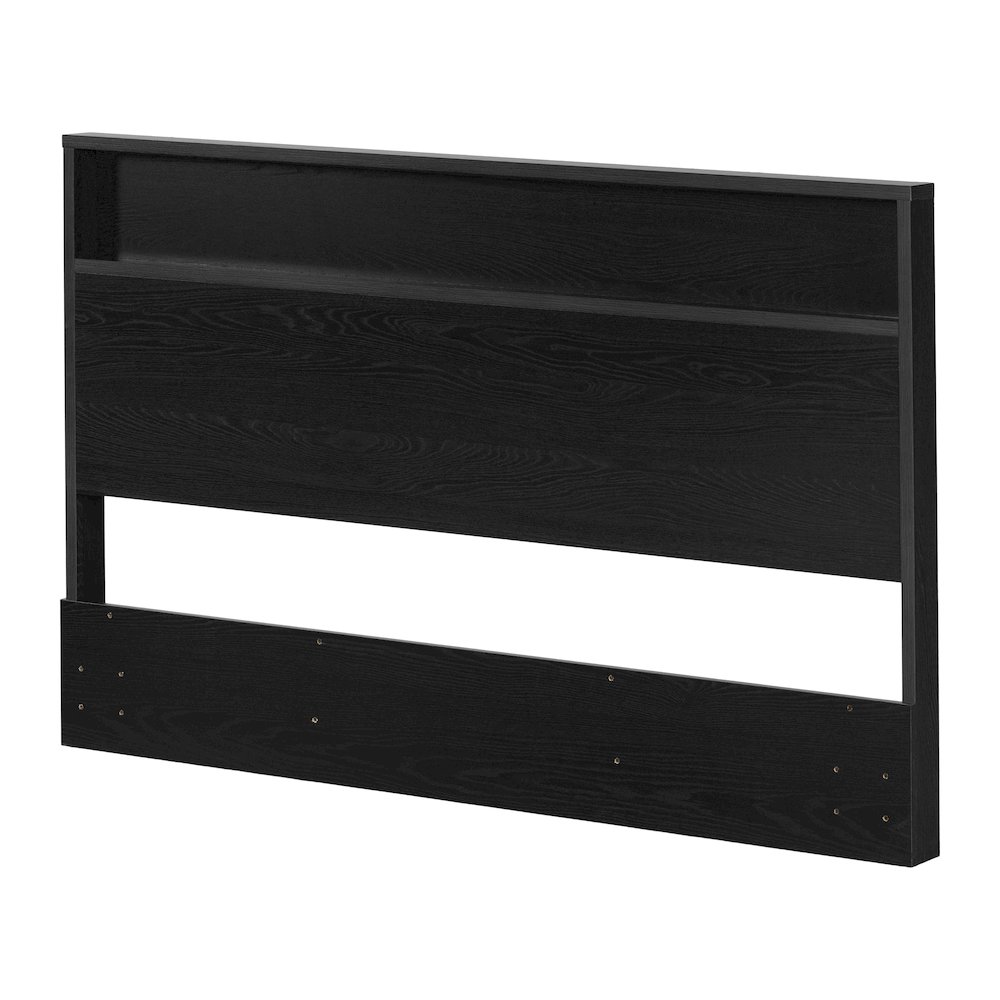 Primo Headboard with Storage Shelf, Black Oak. Picture 1
