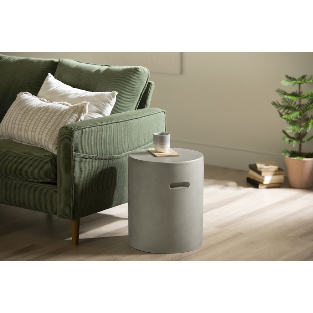 Bellulo Cylindrical Side Table, Greige. Picture 2