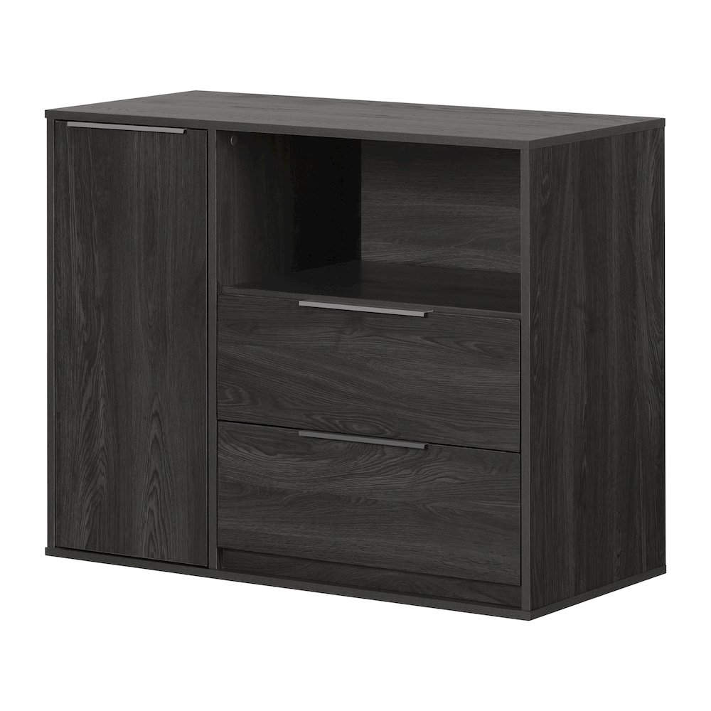 Hourra 2-Drawer Dresser with Door, Gray Oak. Picture 1