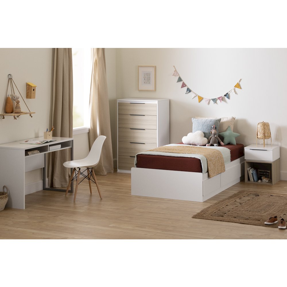 Hourra Mates Bed with 3 Drawers, Pure White. Picture 2