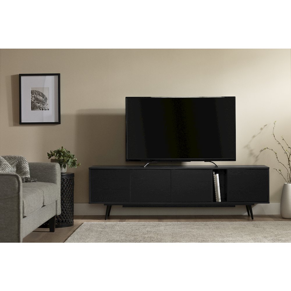 Mezzy TV Stand with Doors, Black Oak. Picture 2