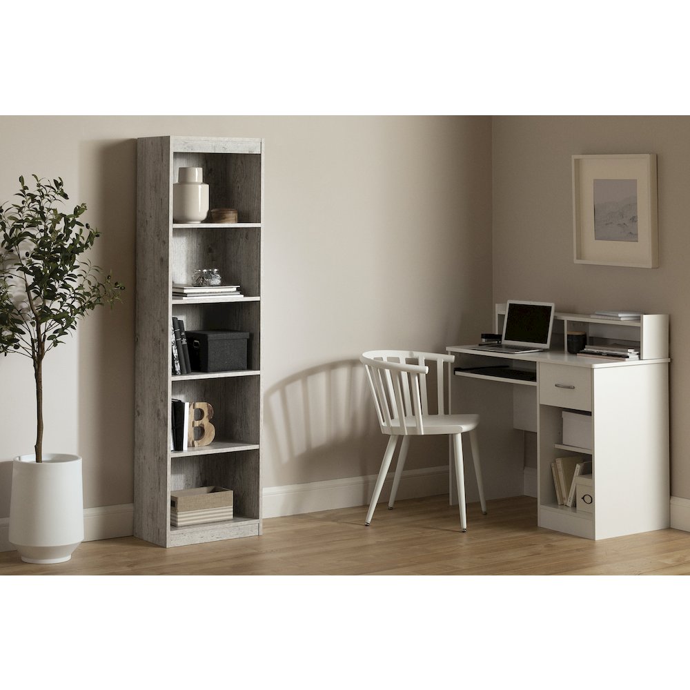 Axess 5-Shelf Narrow Bookcase, Seaside Pine. Picture 2