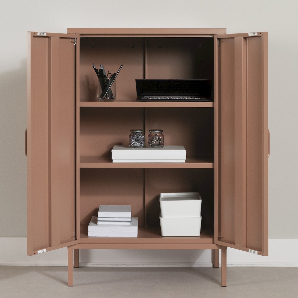 Crea Metal 2-Door Accent Cabinet, Burnt Orange. Picture 3