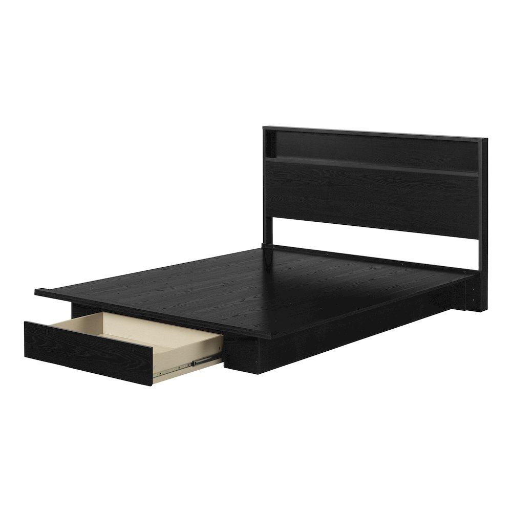 Primo Platform Bed and Headboard Set, Black Oak. Picture 1