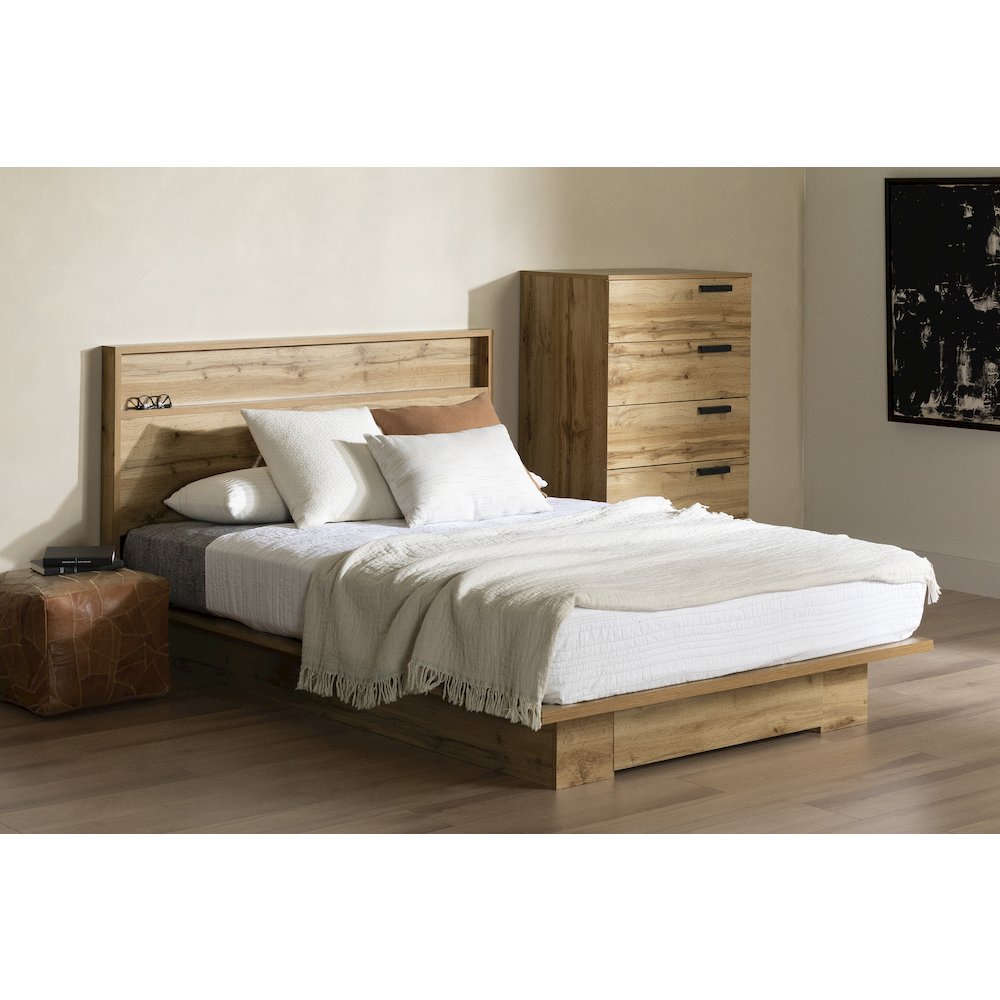 Cavalleri Platform Bed, Nordik Oak. Picture 2
