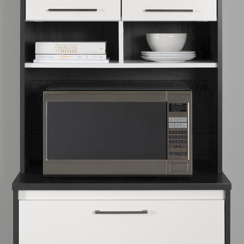 Myro Pantry Cabinet, Gray Oak and White. Picture 3
