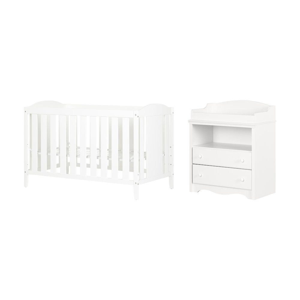 Angel Baby Crib and Changing Table Set, Pure White. Picture 1