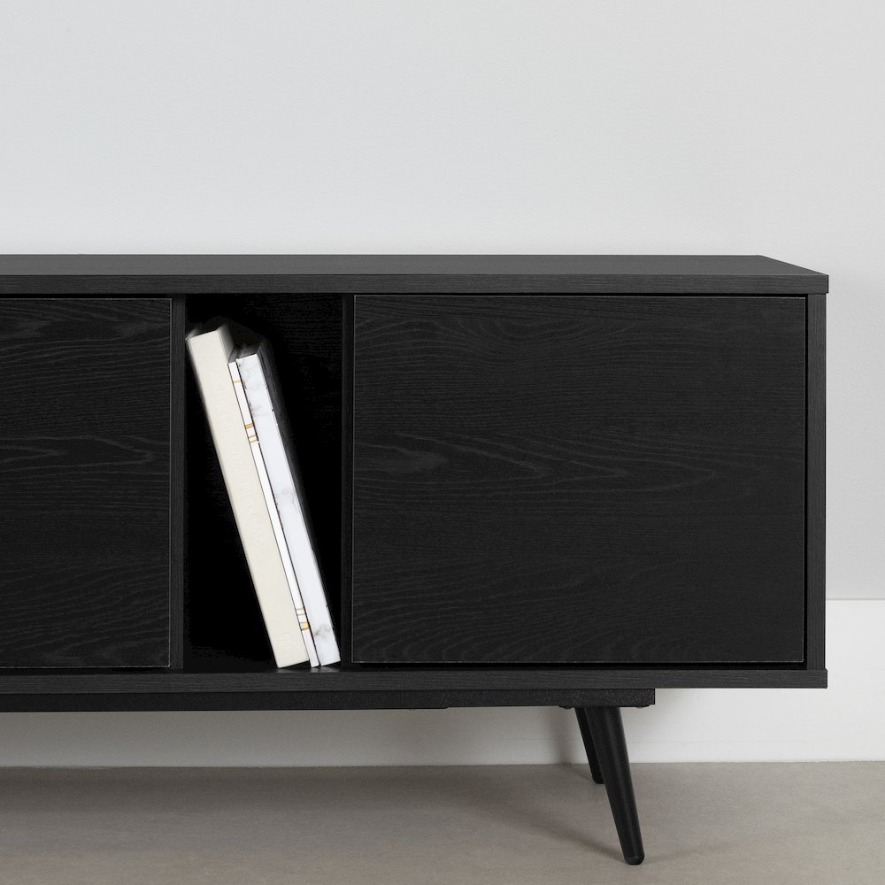 Mezzy TV Stand with Doors, Black Oak. Picture 3