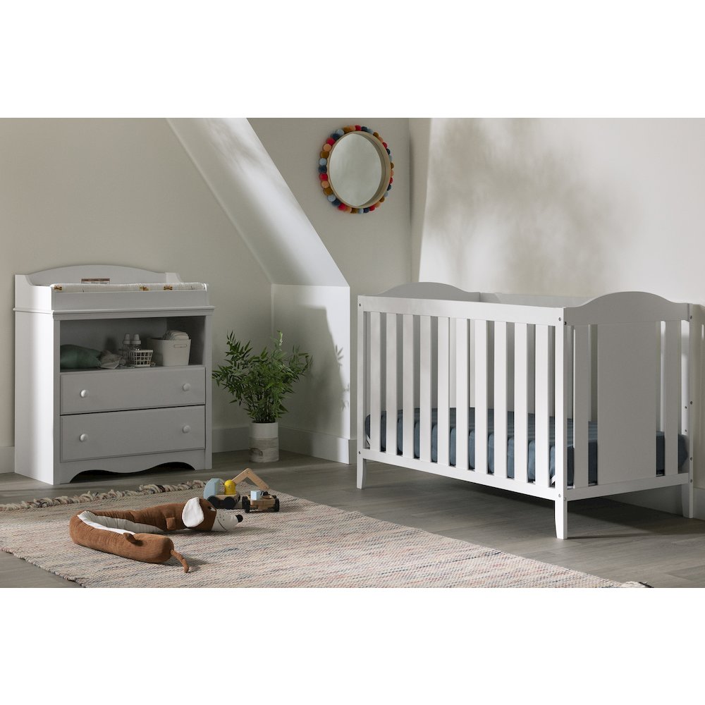 Angel Baby Crib and Changing Table Set, Pure White. Picture 2