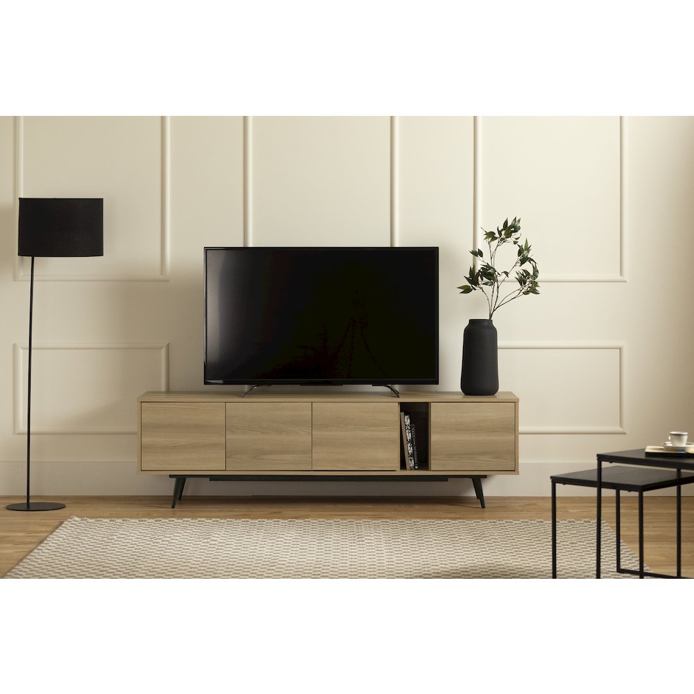 Mezzy TV Stand with Doors, Natural Ash. Picture 2