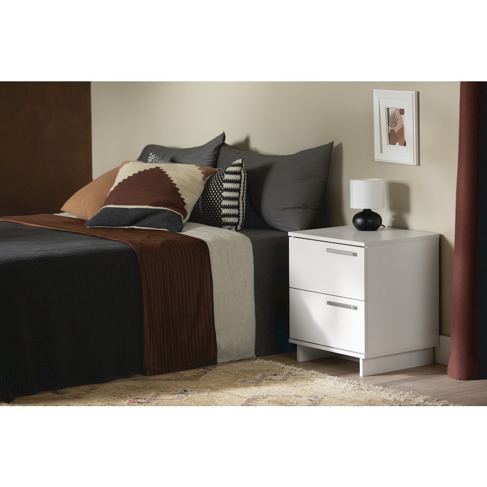 Cavalleri Nightstand with 2 drawers, Pure White. Picture 2