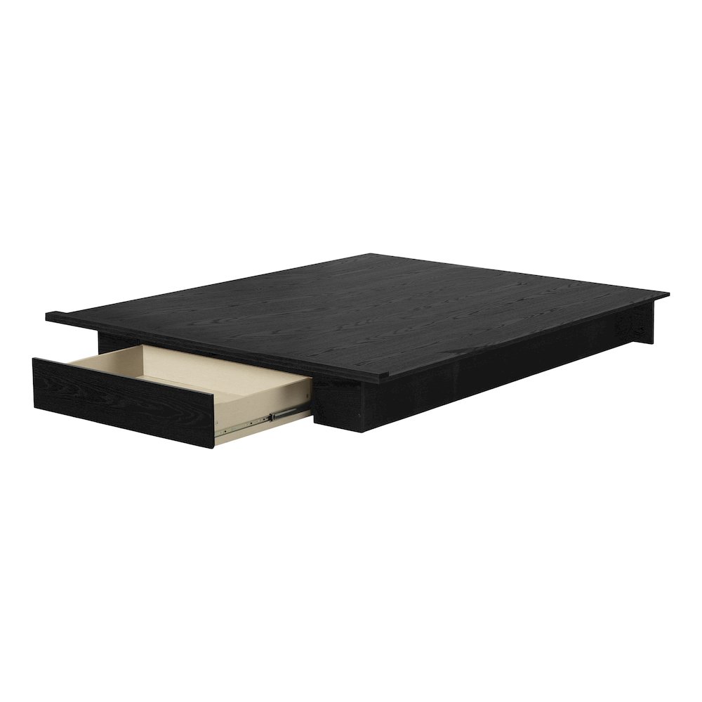 Primo Platform Bed with Drawer, Black Oak. Picture 1