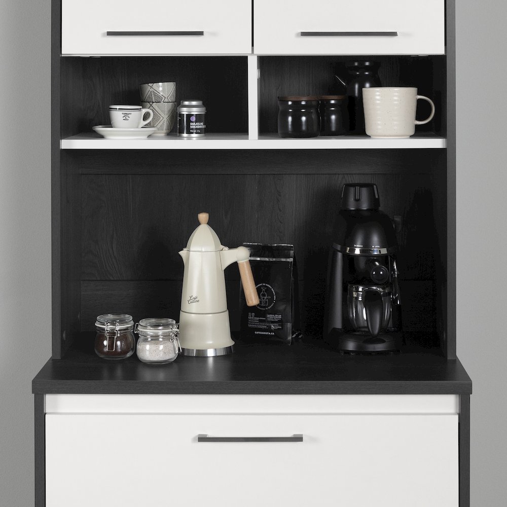 Myro Pantry Cabinet, Gray Oak and White. Picture 4