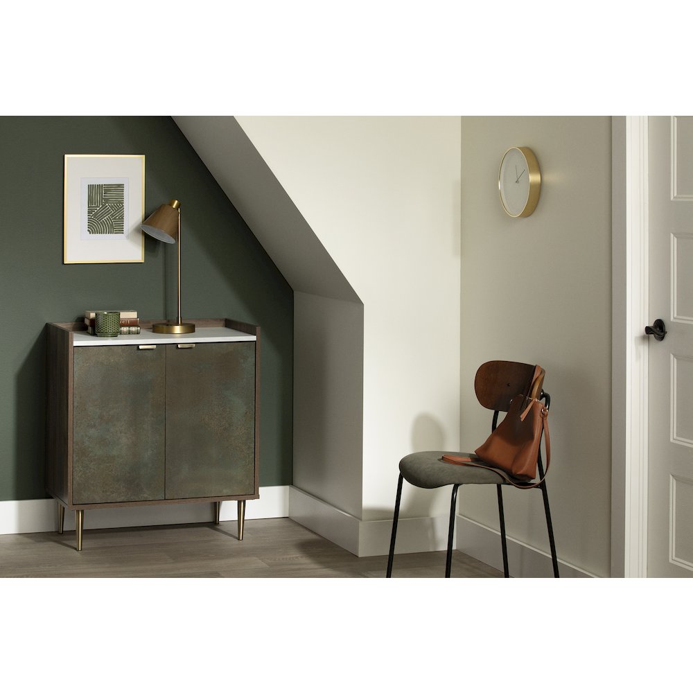 Maliza Storage Cabinet, Natural Walnut and Oxide Brown. Picture 2