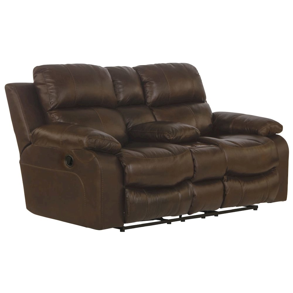 Positano Italian Top Grain Leather Match Reclining Console Loveseat. Picture 1