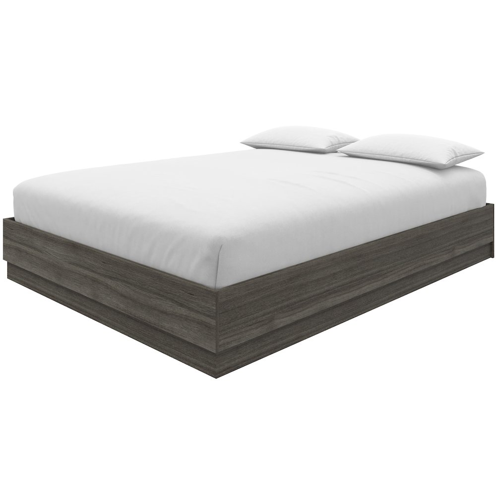 Milano Platform Bed Frame In Grey Oak. Picture 1