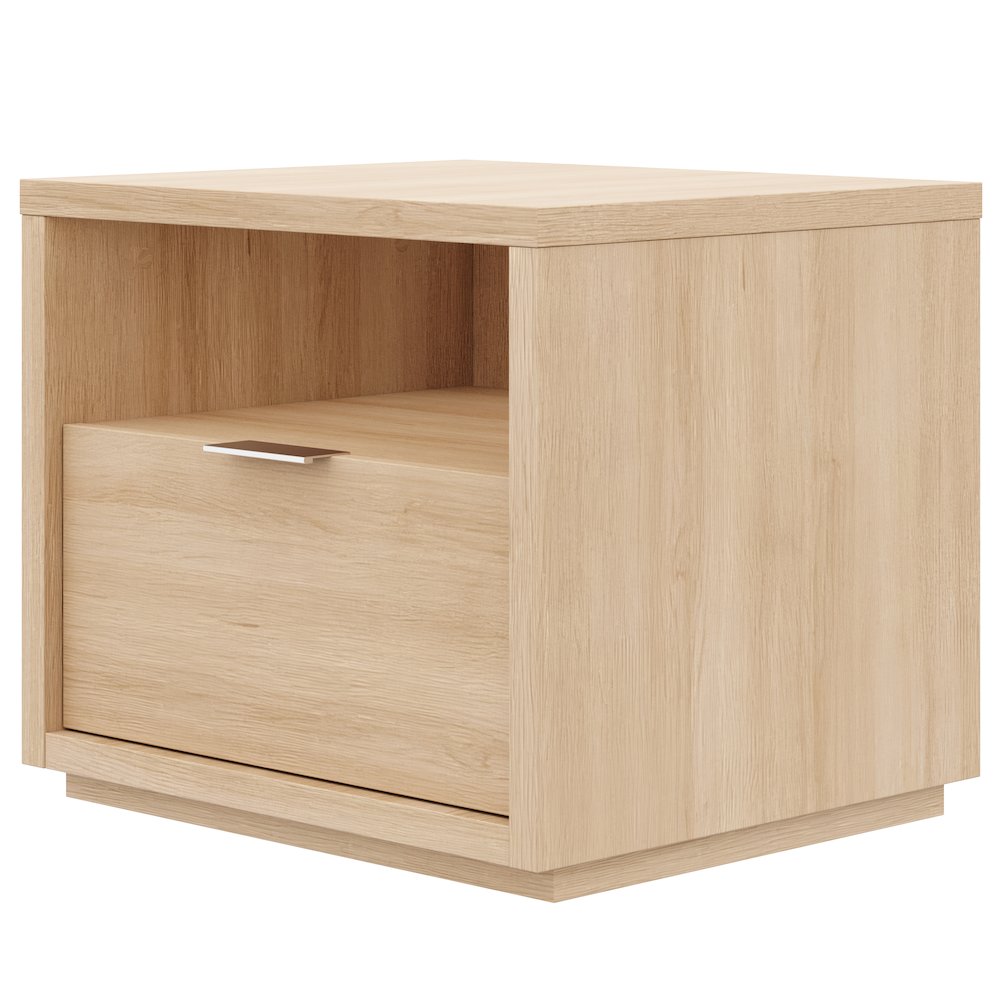 Nightstand With 1-drawers In Natural Blonde Oak. Picture 1