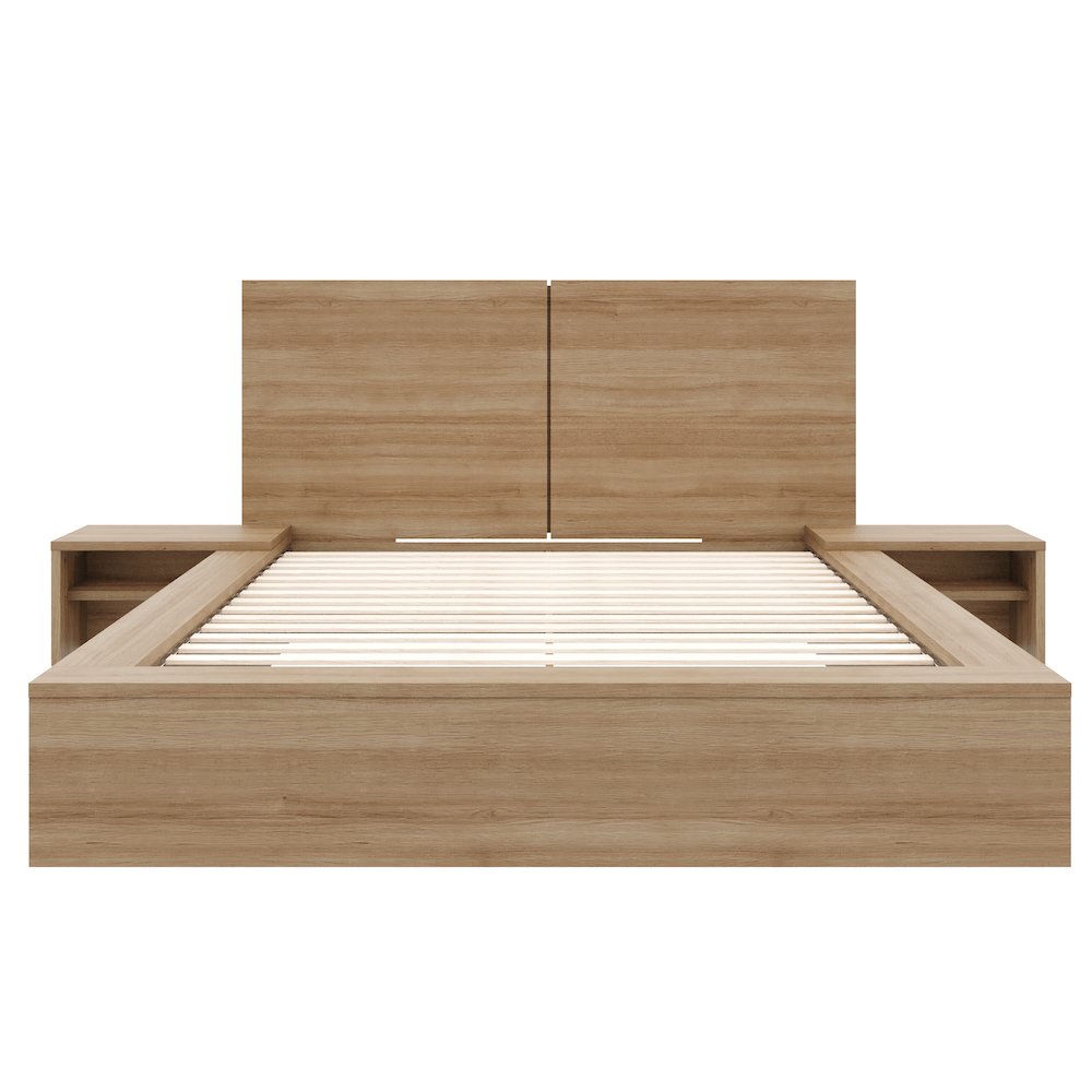 Marcy 4-Piece Bedroom Set, Brown Oak, Queen. Picture 1